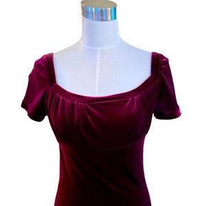 Merlot Velvet Empire Waist Long Dress